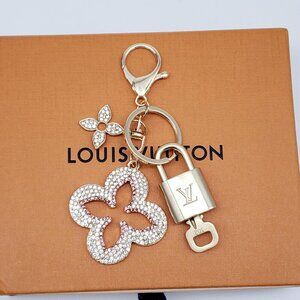 Authentic Louis Vuitton Gold Lock & Box w/ Unbranded Clover Bagcharm